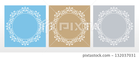 Set of decorative frames Elegant vector element for design in Eastern style, place for text. Floral colored borders. Lace illustration for invitations and greeting cards Set of decorative frames Elegant vector element for design in Eastern style, place for text. Floral colored borders. Lace illustration for invitations and greeting cards 132037031
