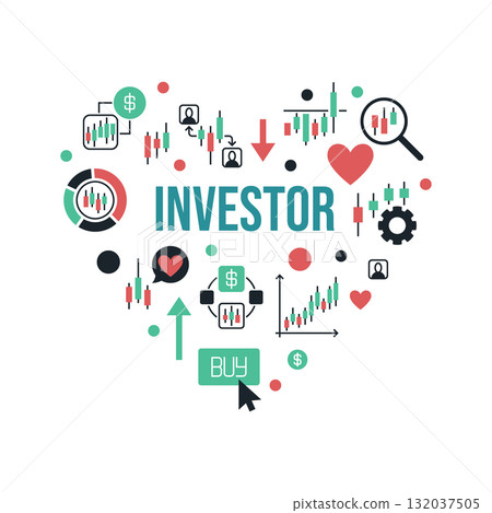 Investor Heart colored banner - vector Crypto Investment illustration 132037505