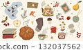 cozy autumn collection with pumpkin 132037562
