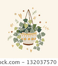 illustration of hanging house plant  132037570