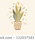 Minimal botanical illustration of a sansevieria 132037583