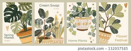 Vertical poster collection featuring houseplants 132037585