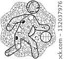 Basketball decorative icon on mandala for coloring. Olympic sport 132037976