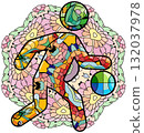 Basketball decorative icon on mandala. Olympic sport 132037978