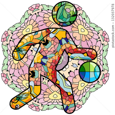 Basketball decorative icon on mandala. Olympic sport Basketball decorative icon on mandala. Olympic sport 132037978