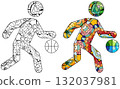 Basketball decorative icon for coloring. Olympic sport 132037981