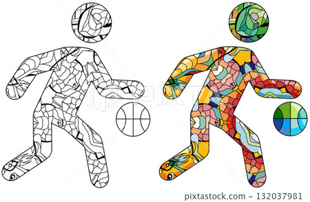 Basketball decorative icon for coloring. Olympic sport Basketball decorative icon for coloring. Olympic sport 132037981