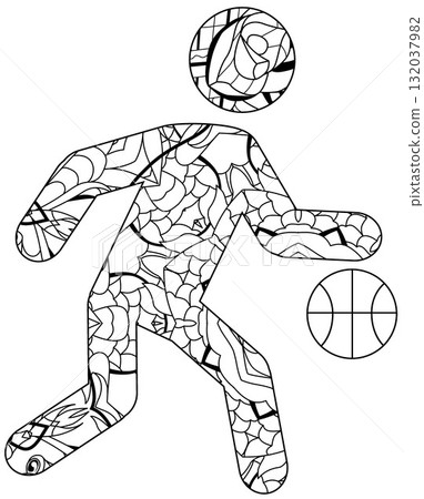 Basketball decorative icon for coloring. Olympic sport Basketball decorative icon for coloring. Olympic sport 132037982