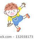 Illustration of a cute boy running fast and tripping 132038173