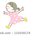 Illustration of a cute girl running energetically with a smile 132038174