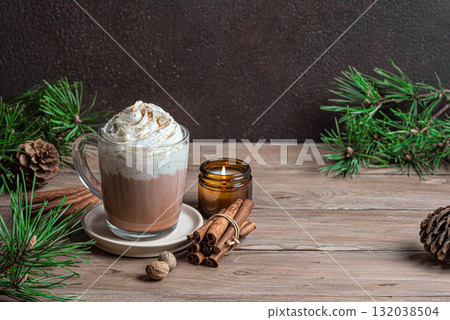 Eggnog Latte, Christmas winter coffee recipe Eggnog Latte, Christmas winter coffee recipe 132038504