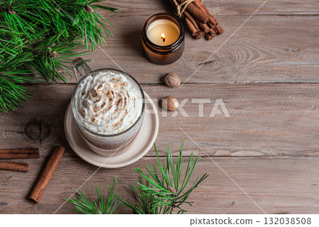 Eggnog Latte, winter coffee recipe 132038508