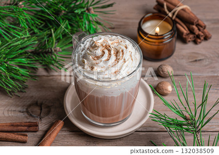 Eggnog Latte, winter coffee recipe Eggnog Latte, winter coffee recipe 132038509