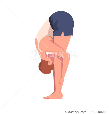 Woman Character Doing Yoga Workout Stretch Body Vector Illustration Woman Character Doing Yoga Workout Stretch Body Vector Illustration 132038685