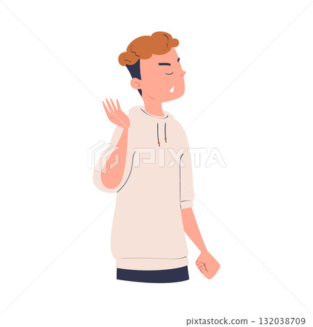 Man Character Can t Agree Arguing and Show Disagreement Vector Illustration 132038709