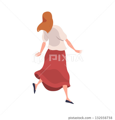 Woman at Concert or Open Air Music Festival Stand Back View Vector Illustration Woman at Concert or Open Air Music Festival Stand Back View Vector Illustration 132038738