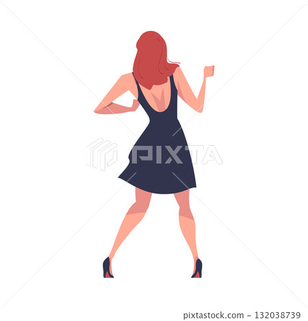 Woman at Concert or Open Air Music Festival Stand Back View Vector Illustration Woman at Concert or Open Air Music Festival Stand Back View Vector Illustration 132038739