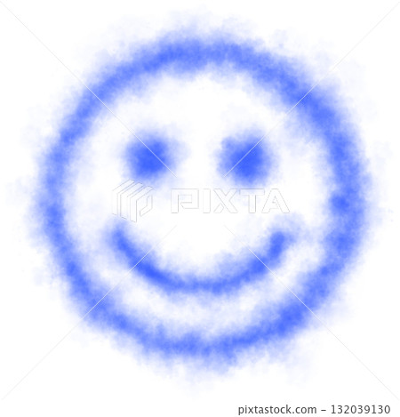 Blue smoky smiley face with glowing fog effect on transparent background for calm clean digital illustration use Blue smoky smiley face with glowing fog effect on transparent background for calm clean digital illustration use 132039130