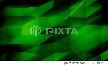 Abstract green polygon background with faceted triangular shapes and gradient effects, modern and stylish 132039440