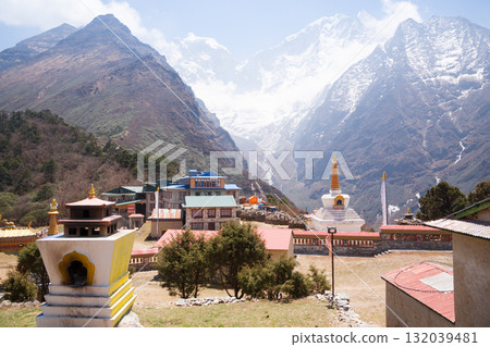 Tengboche monastery with peaks in background, EBC, Nepal 132039481