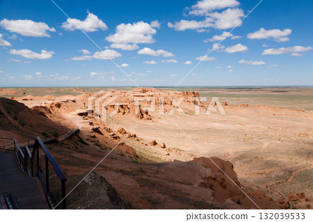 Flaming Cliffs rocks landscape, Mongolia. Gobi desert 132039533