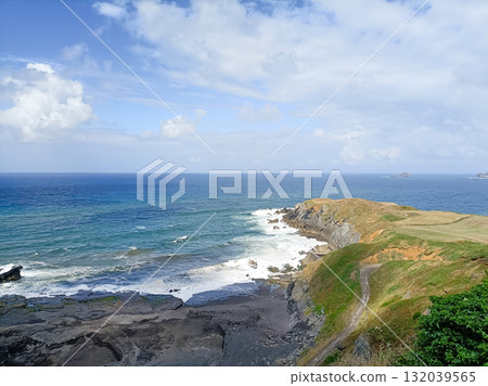 Verdicio beach view. Asturias coastline panorama, Spain Verdicio beach view. Asturias coastline panorama, Spain 132039565