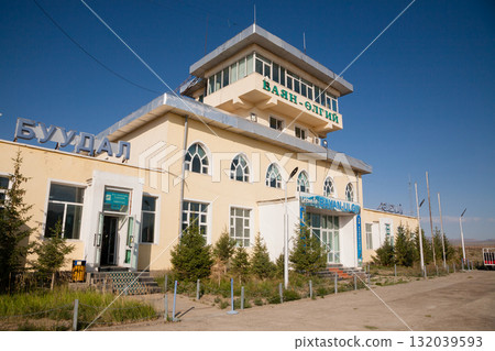 Olgii airport exterior view, Mongolia. Ulgii town 132039593