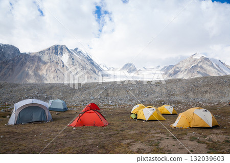 Potanin Glacier base camp at Altai Tavan Bogd National Park, Mongolia. Potanin Glacier base camp at Altai Tavan Bogd National Park, Mongolia. 132039603