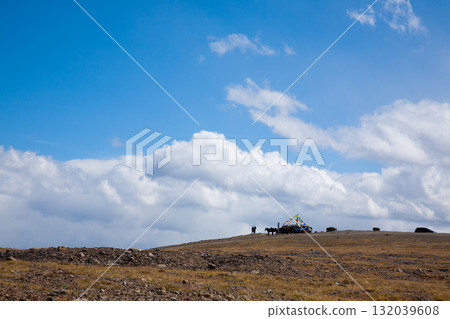 Presidential ovoo in Altai Tavan Bogd National Park, Mongolia Presidential ovoo in Altai Tavan Bogd National Park, Mongolia 132039608