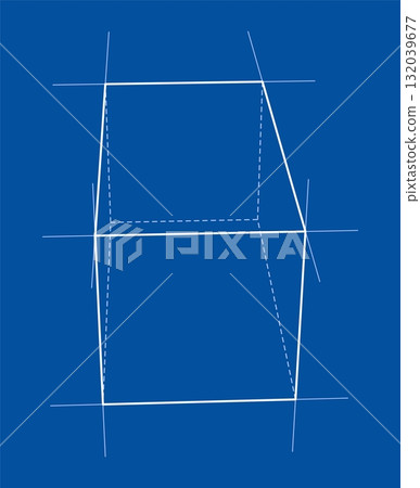 Geometric Cube on Blue Background Geometric Cube on Blue Background 132039677