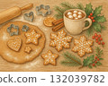 Festive Christmas Baking with Gingerbread Cookies and Hot Cocoa 132039782