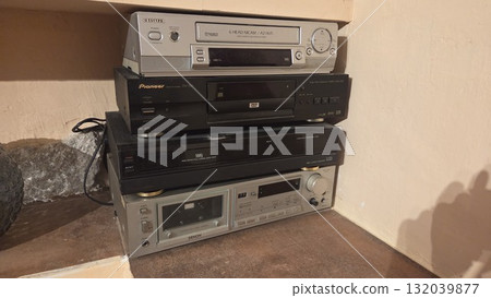 MADRID, SPAIN - AUGUST, 02, 2025. Vintage video recorder collection featuring betamax and vhs players MADRID, SPAIN - AUGUST, 02, 2025. Vintage video recorder collection featuring betamax and vhs players 132039877