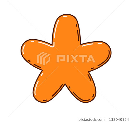 Math multiplication orange cartoon groovy symbol or sign. Kids education math funny symbol, school arithmetic groovy vector sign. Mathematics multiplication orange cartoon figure or algebra symbol 132040534