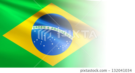 Realistic Brazilian flag. Brazil flag with blurred edge Realistic Brazilian flag. Brazil flag with blurred edge 132041034