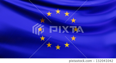 Waving in the wind realistic European Union flag 132041042