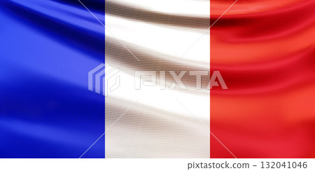 Realistic wavy national flag of the Republic of France closeup Realistic wavy national flag of the Republic of France closeup 132041046