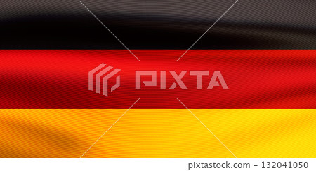 Realistic wavy national flag of the Federal Republic of Germany 132041050