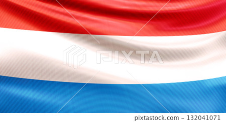 Luxembourg flag with realistic fabric texture 132041071