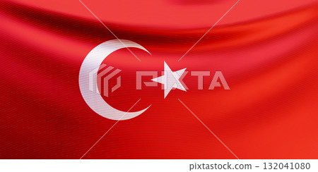 Realistic Turkish flag. Red flag of the Republic of Turkey 132041080