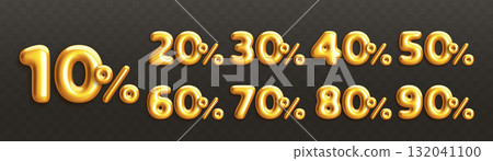 Set of golden 3d off discount numbers with percentage Set of golden 3d off discount numbers with percentage 132041100