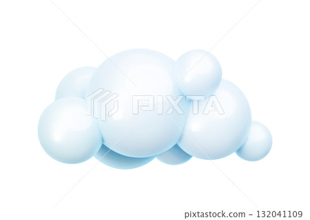 Blue glossy bubbled 3d cloud in cartoon style Blue glossy bubbled 3d cloud in cartoon style 132041109