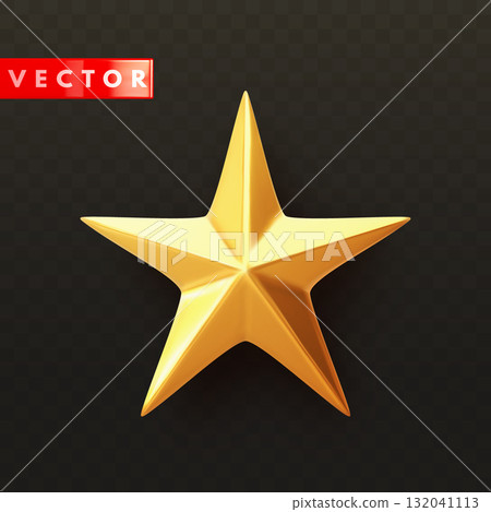 Glossy golden 3d star with shadow in realistic style Glossy golden 3d star with shadow in realistic style 132041113
