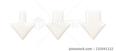 Set of realistic glossy 3d arrow icons pointing down Set of realistic glossy 3d arrow icons pointing down 132041122