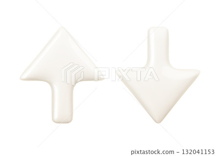 Realistic glossy 3d arrow icons pointing up, down Realistic glossy 3d arrow icons pointing up, down 132041153