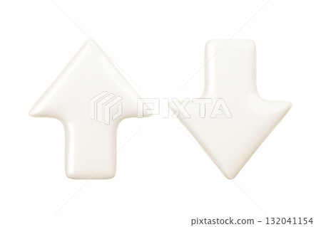 Realistic glossy 3d arrow icons pointing up, down Realistic glossy 3d arrow icons pointing up, down 132041154
