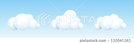 Set of glossy bubble 3d cloud icons 132041161