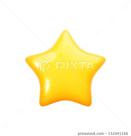Glossy golden 3d star. Game achievement symbol 132041188