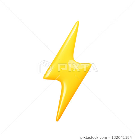 Yellow 3d lightning bolt icon isolated on white background 132041194