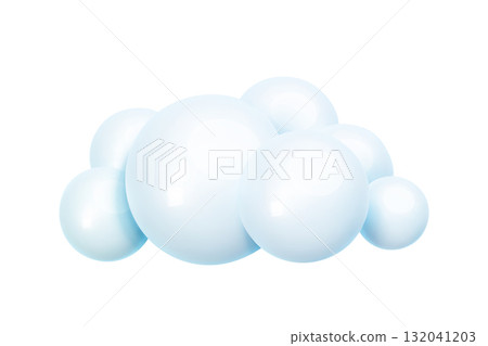 Blue glossy bubble 3d cloud icon on white background 132041203