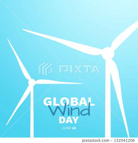 World wind day 15 june poster with white wind turbines 132041206